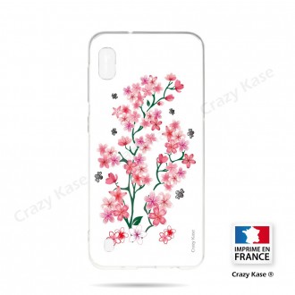 Coque compatible Galaxy A10 souple Fleurs de Sakura sur fond blanc- Crazy Kase