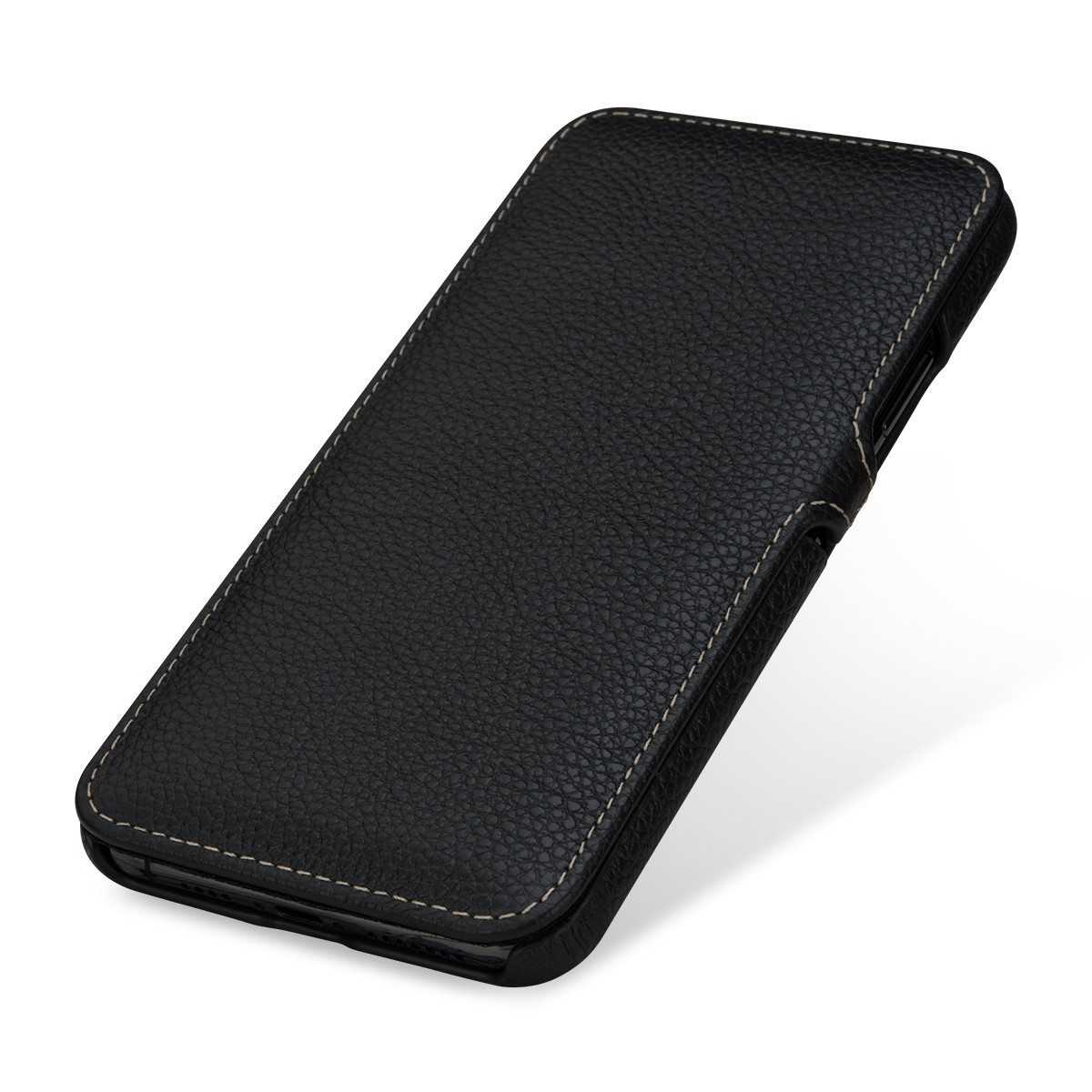 Etui compatible iPhone 11 Pro book type grainé noir en cuir véritable - Stilgut