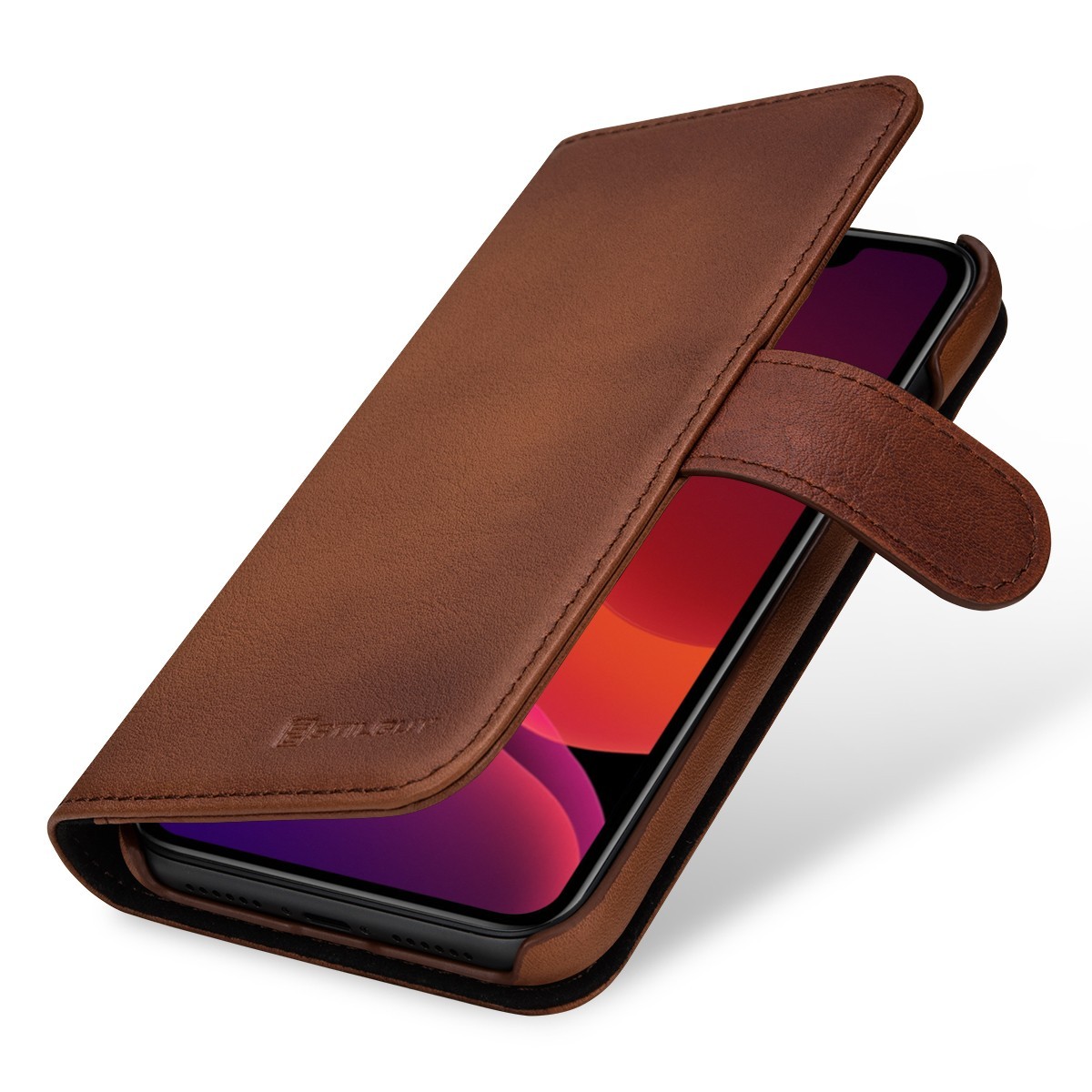 Etui compatible avec iPhone 11 porte-cartes marron en cuir véritable - Stilgut