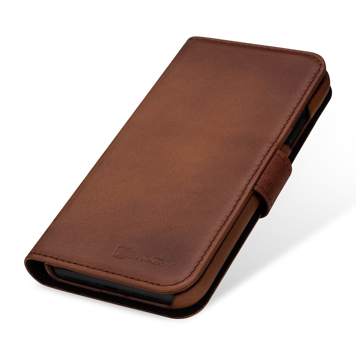 Etui compatible avec iPhone 11 porte-cartes marron en cuir véritable - Stilgut