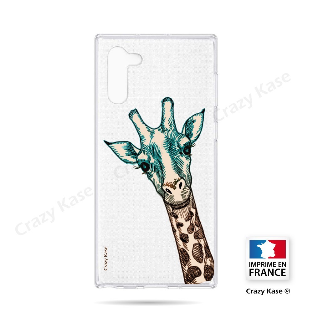 Coque compatible Galaxy Note 10 souple Tête de Girafe - Crazy Kase