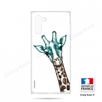 Coque compatible Galaxy Note 10 souple Tête de Girafe sur fond blanc- Crazy Kase
