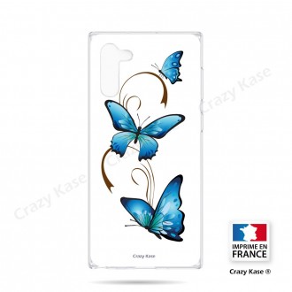 Coque compatible Galaxy Note 10 souple Papillon sur Arabesque sur fond blanc- Crazy Kase