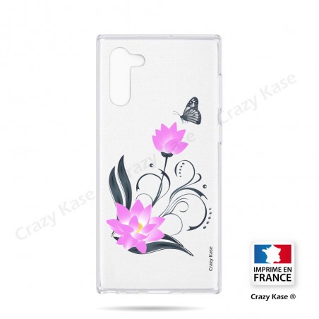 Coque compatible Galaxy Note 10 souple Fleur de lotus et papillon- Crazy Kase