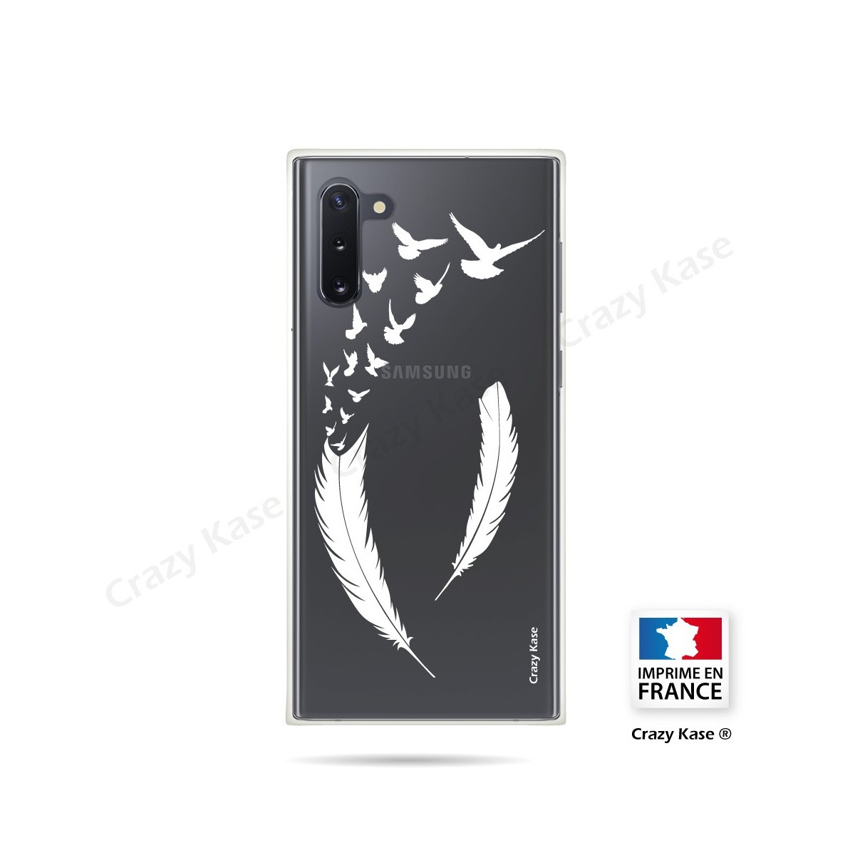 Coque compatible Galaxy Note 10 souple Plume et envol d'oiseaux - Crazy Kase