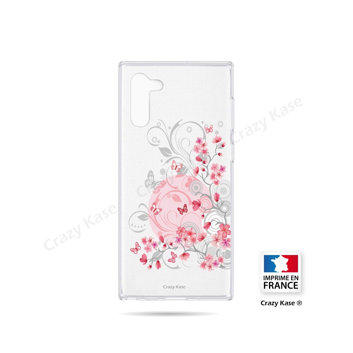 Coque compatible Galaxy Note 10 souple Fleurs et papillons -  Crazy Kase