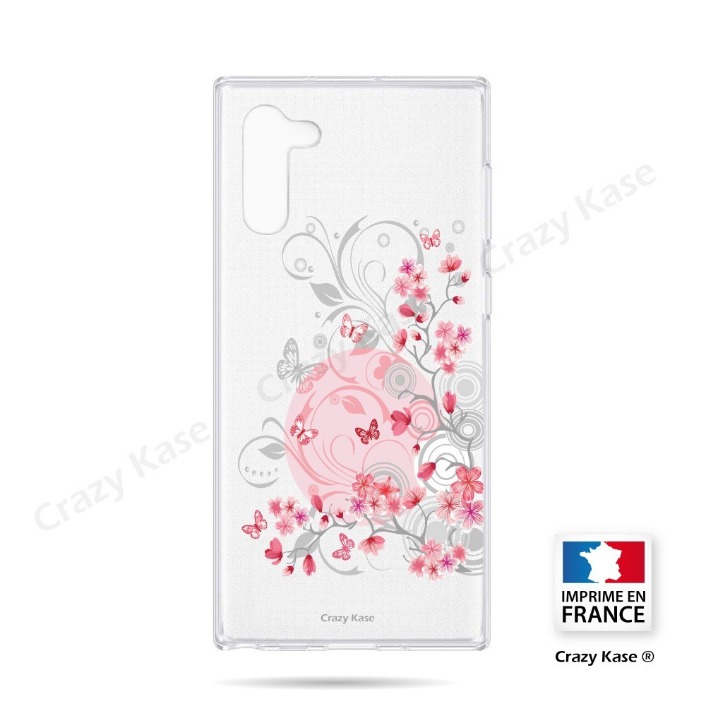 Coque compatible Galaxy Note 10 souple Fleurs et papillons -  Crazy Kase