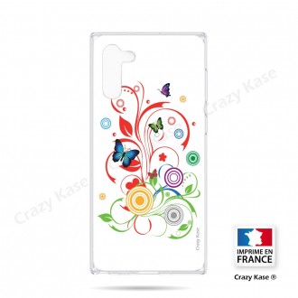 Coque compatible Galaxy Note 10 souple  Papillons et Cercles sur fond blanc - Crazy Kase