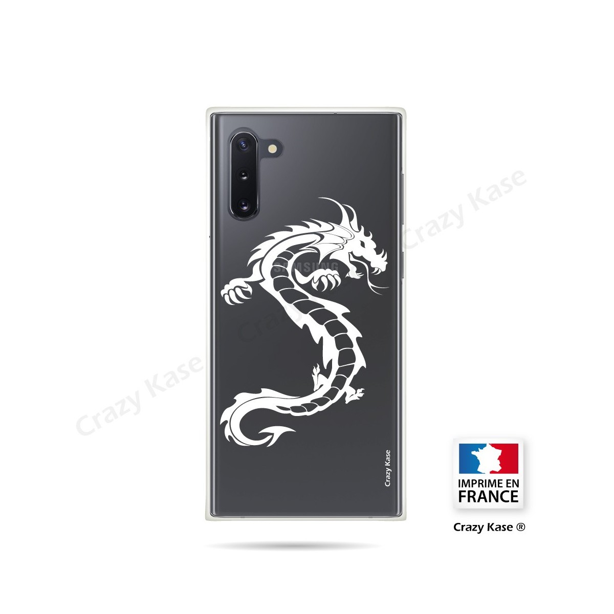 Coque compatible Galaxy Note 10 souple Dragon Blanc - Crazy Kase