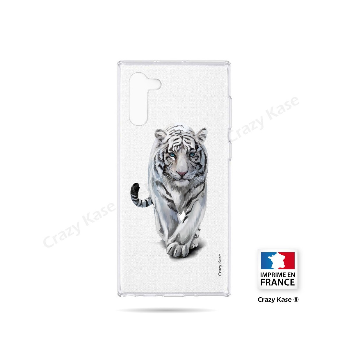 Coque compatible Galaxy Note 10 souple Tigre blanc - Crazy Kase