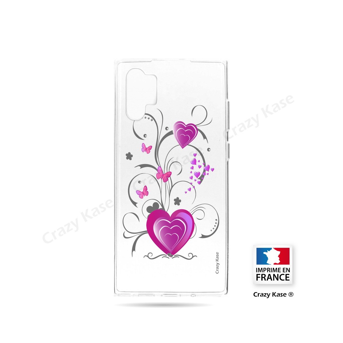 Coque compatible Galaxy Note 10 Plus souple Coeur et papillon - Crazy Kase