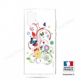 Coque compatible Galaxy Note 10 Plus souple  Papillons et Cercles sur fond blanc - Crazy Kase