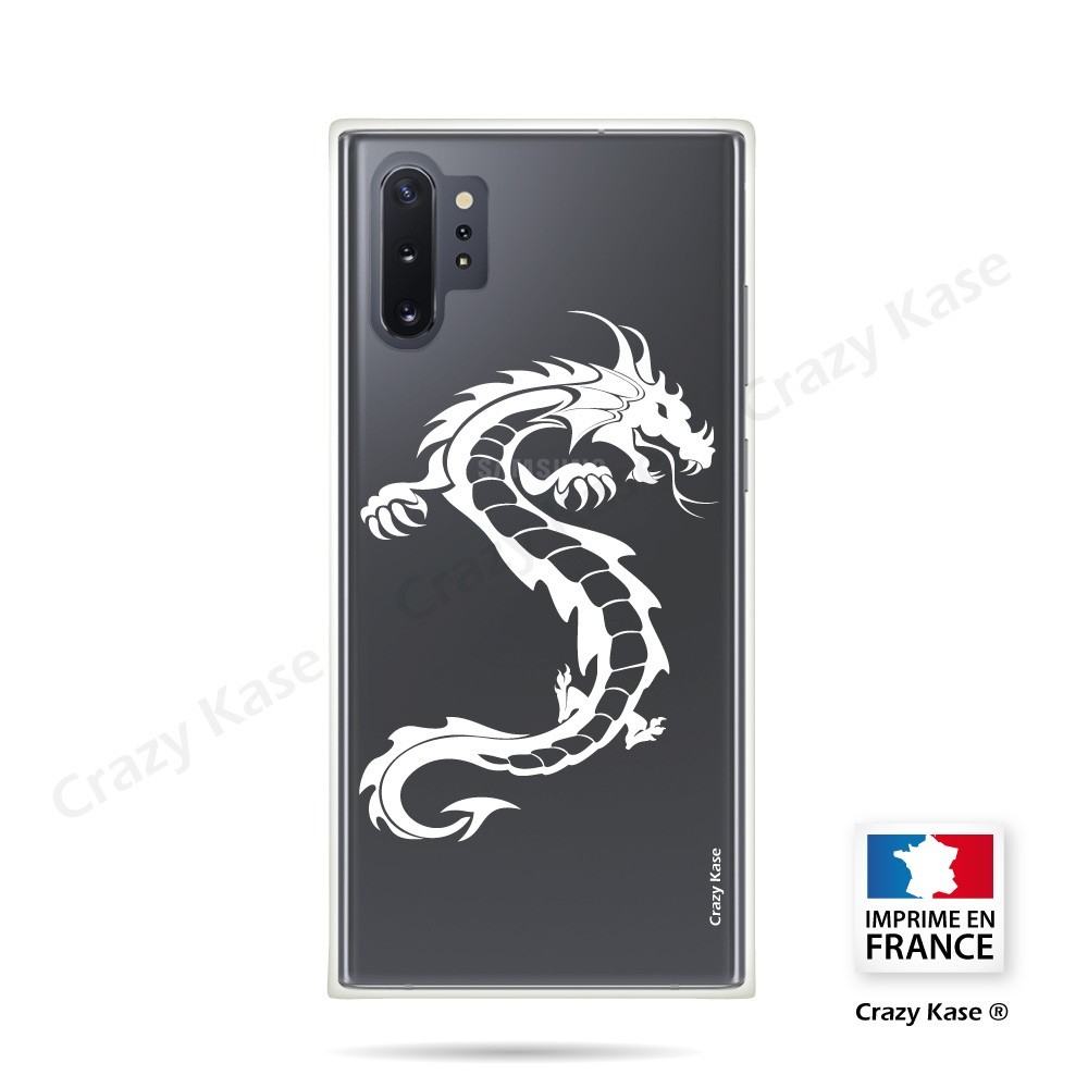 Coque compatible Galaxy Note 10 Plus souple Dragon Blanc - Crazy Kase