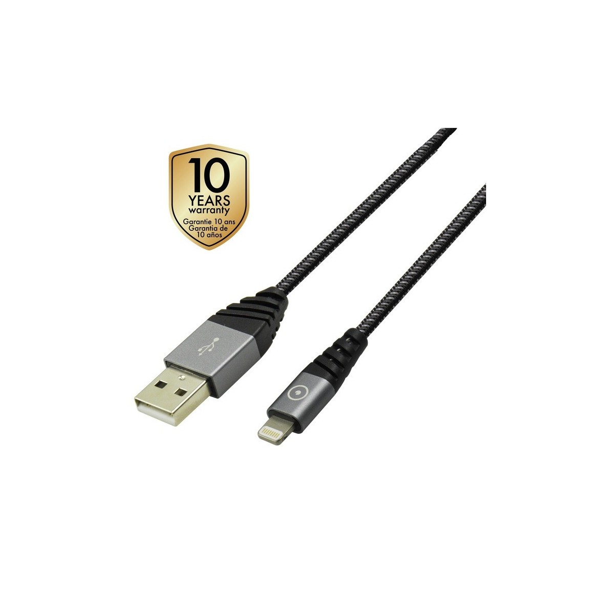 Câble USB / Lightning 1.2 mètres (2.4 A) Tiger Cable - Muvit