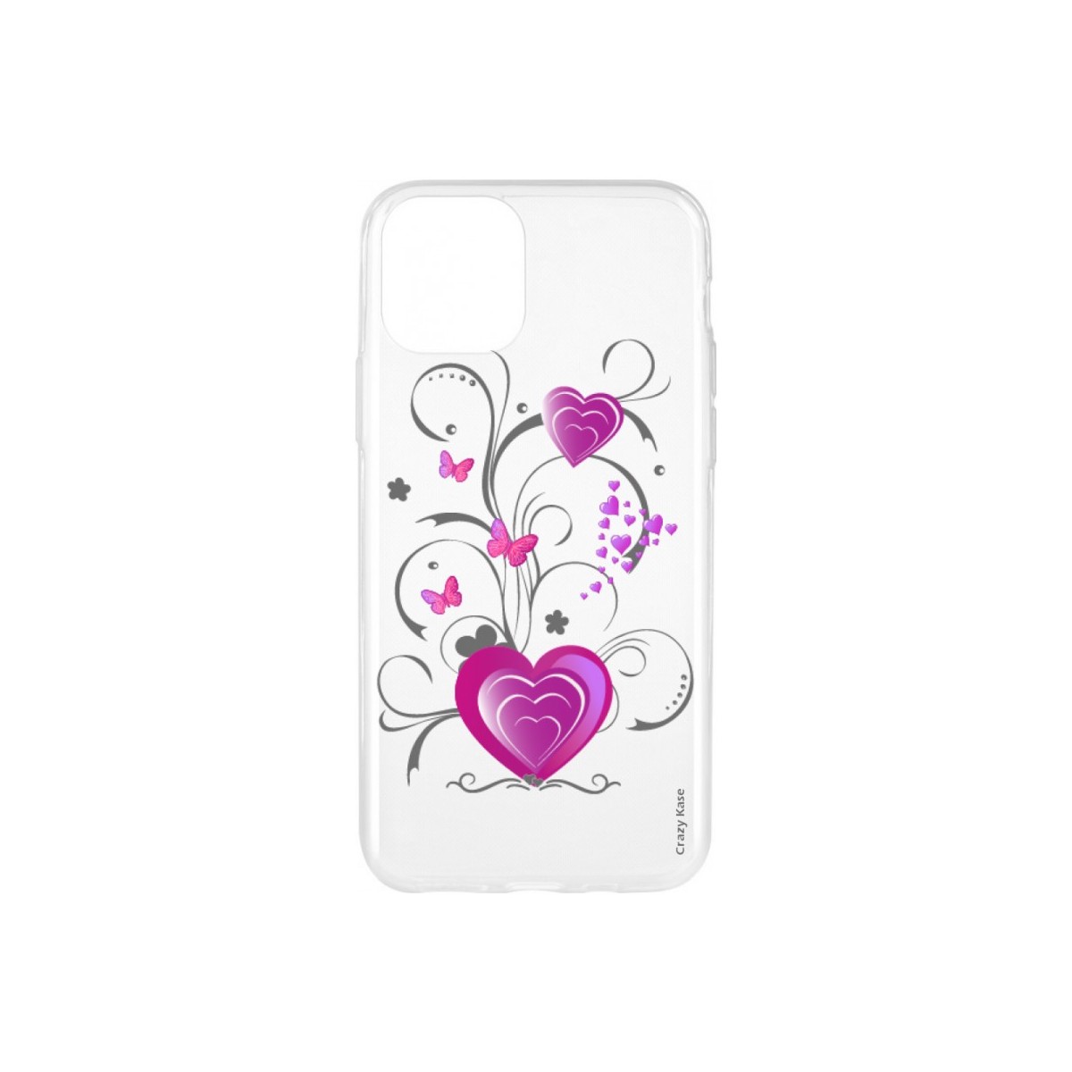 Coque pour iPhone 11 Pro Max souple motif Coeur et papillon - Crazy Kase