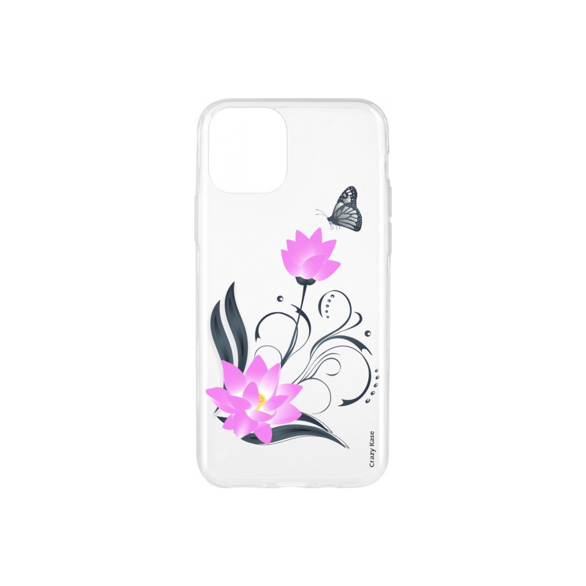 Coque pour iPhone 11 Pro Max souple motif Fleur de lotus et papillon - Crazy Kase