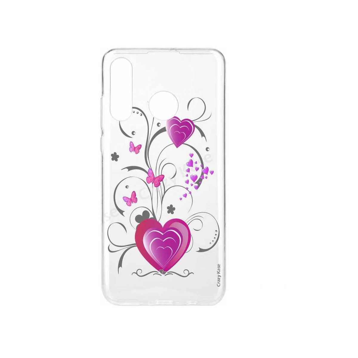 Coque Huawei P30 Lite  souple motif Cœur et papillon - Crazy Kase