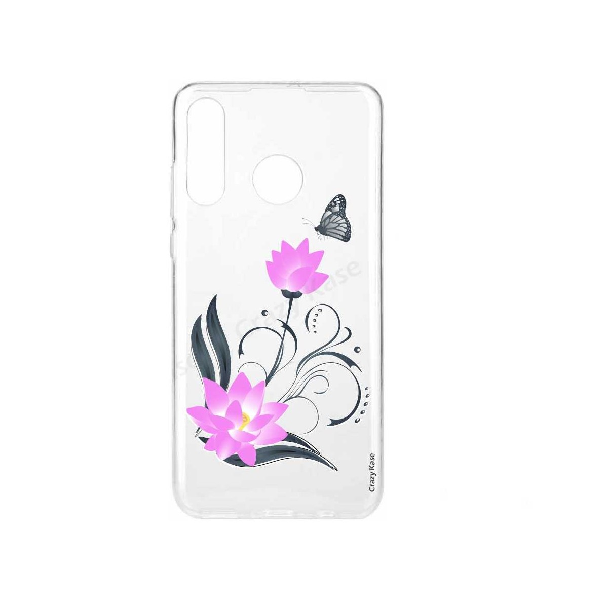 Coque Huawei P30 Lite  souple motif Fleur de lotus et papillon- Crazy Kase