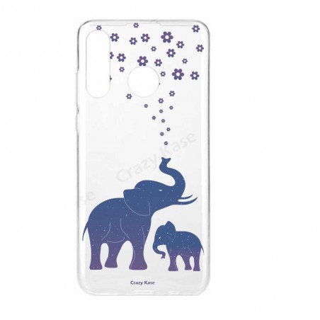 Coque Huawei P30 Lite  souple motif Eléphant Bleu - Crazy Kase