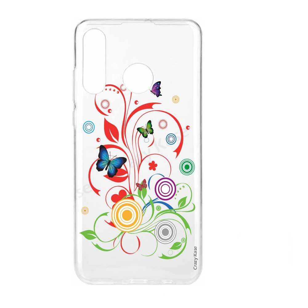 Coque Huawei P30 Lite  souple motif Papillons et Cercles - Crazy Kase