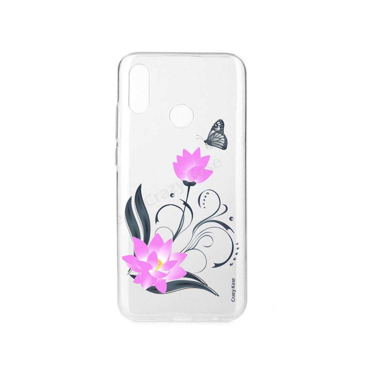 Coque Huawei P Smart 2019 souple motif Fleur de lotus et papillon- Crazy Kase