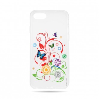 Coque iPhone 7 Transparente souple motif Papillons et Cercles - Crazy Kase
