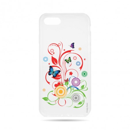 Coque iPhone 7 Transparente souple motif Papillons et Cercles - Crazy Kase