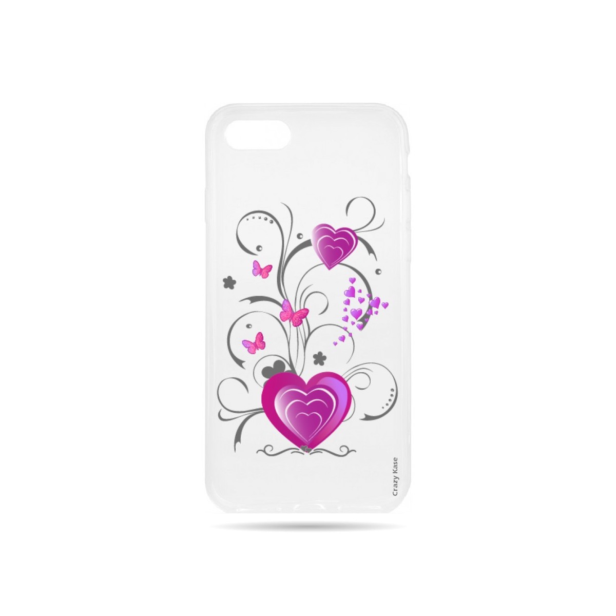 Coque iPhone 7 souple motif Cœur et papillon - Crazy Kase
