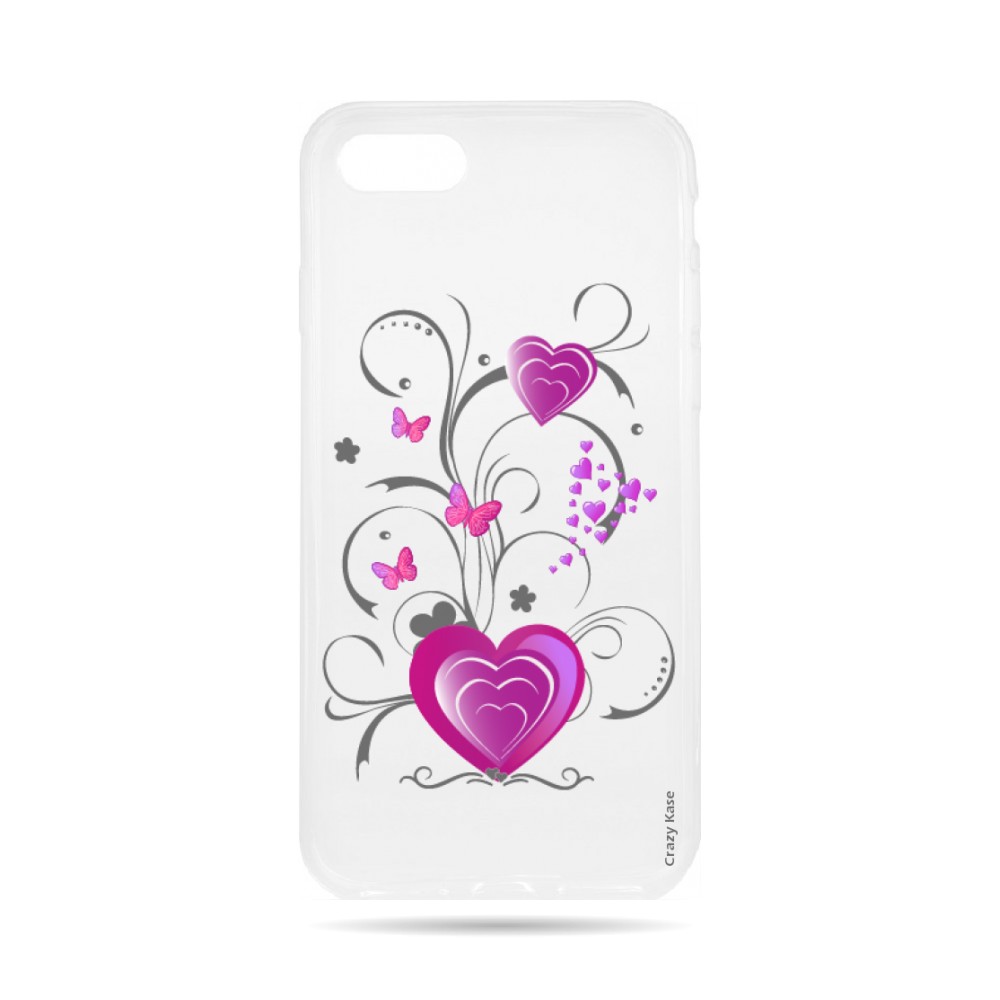 Coque iPhone 7 souple motif Cœur et papillon - Crazy Kase