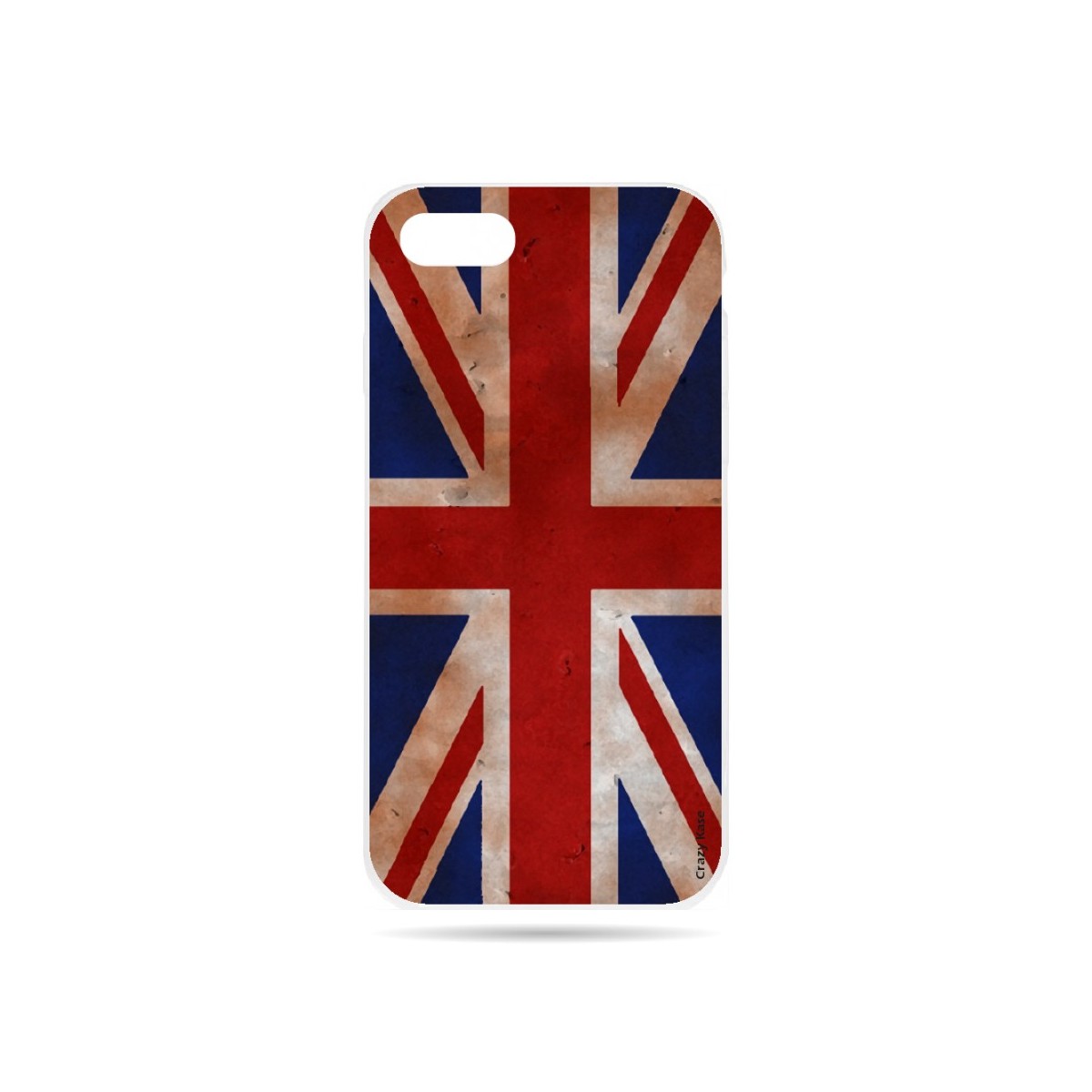 Coque iPhone 7 souple motif Drapeau UK vintage - Crazy Kase