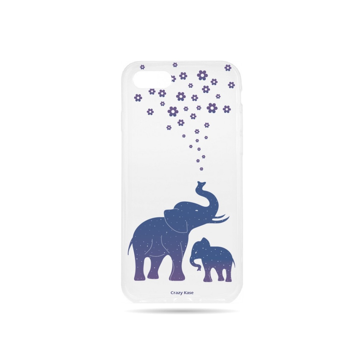 Coque iPhone 8 Transparente souple motif Eléphant Bleu - Crazy Kase