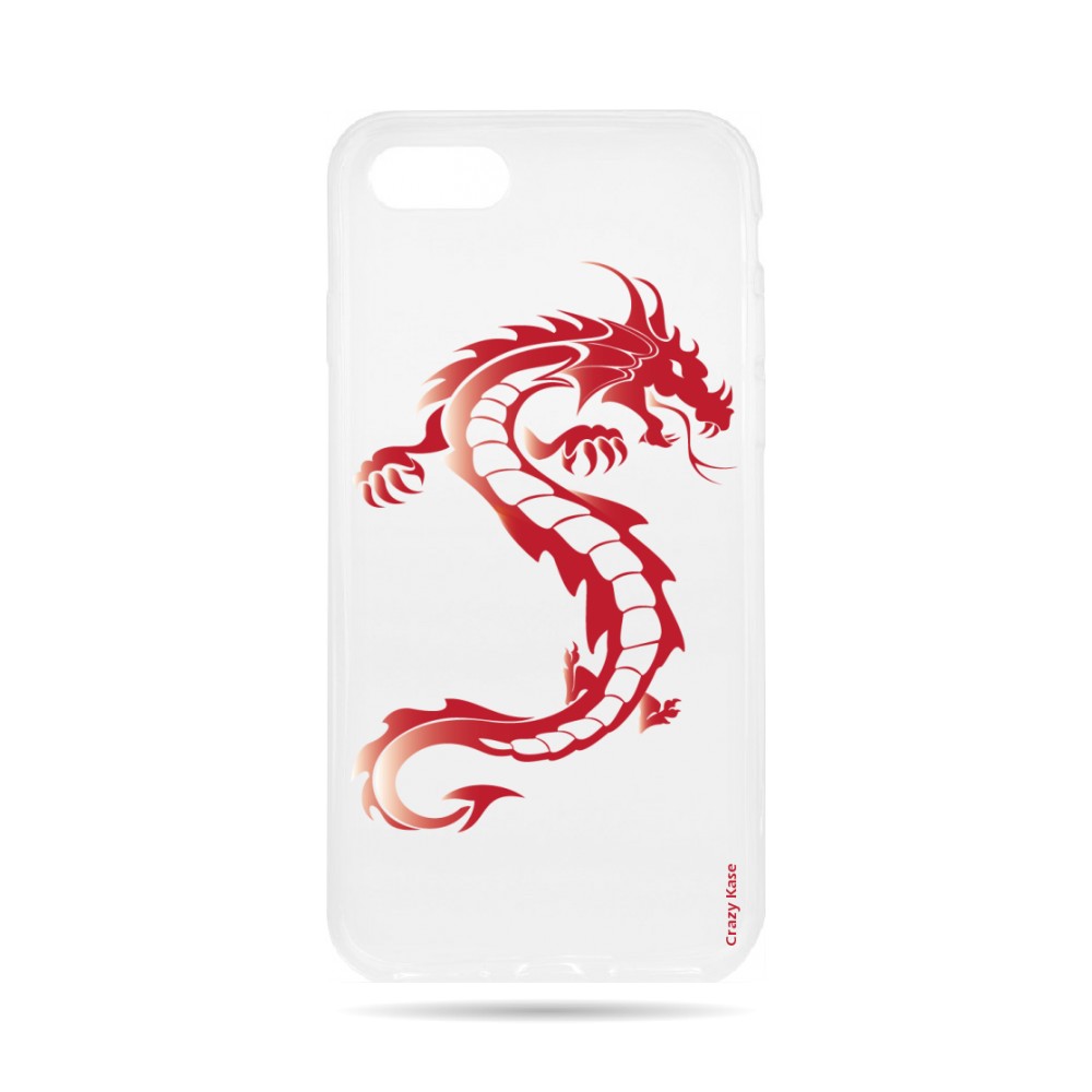 Coque iPhone 7 / 8 souple Dragon rouge -  Crazy Kase