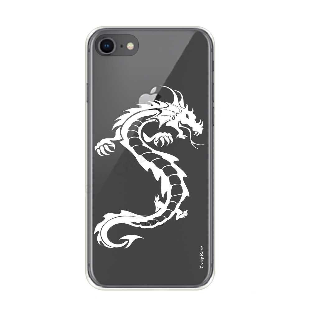 Coque iPhone 8 / 7 souple Dragon blanc - Crazy Kase
