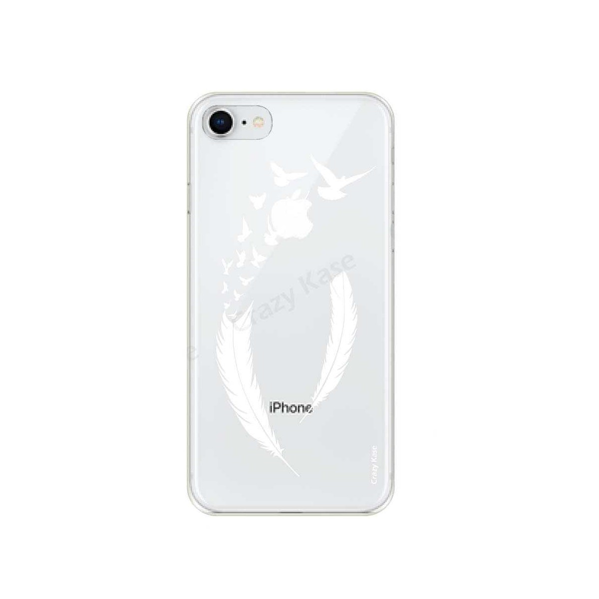 Coque iPhone 8 souple motif Plume et envol d'oiseaux - Crazy Kase