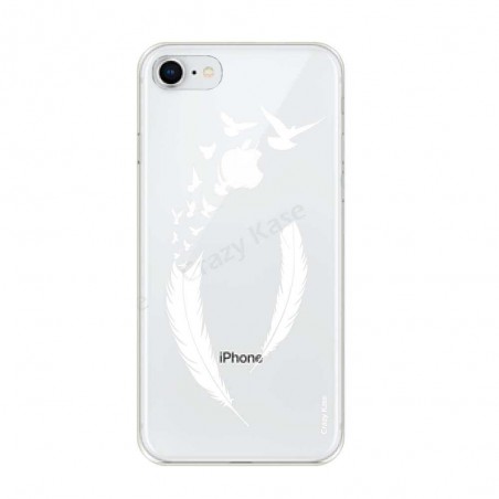 Coque iPhone 8 souple motif Plume et envol d'oiseaux - Crazy Kase