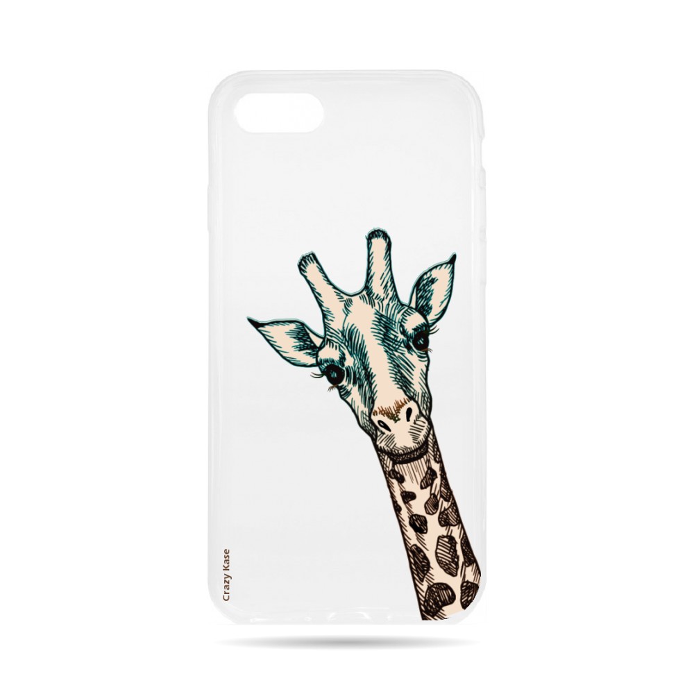 Coque iPhone 8 Transparente souple motif Tête de Girafe - Crazy Kase