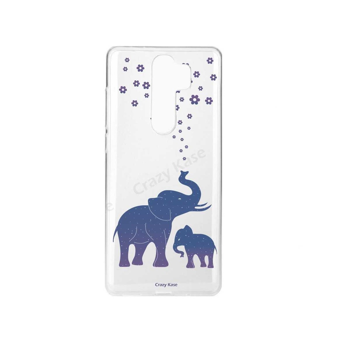 Coque Xiaomi Redmi Note 8 Pro souple Eléphant bleu - Crazy Kase