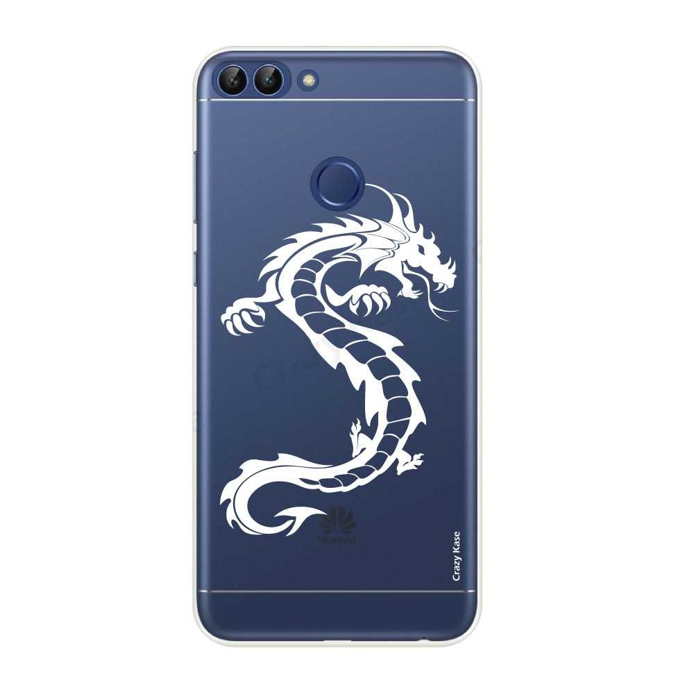 Coque Huawei P Smart souple Dragon blanc - Crazy Kase