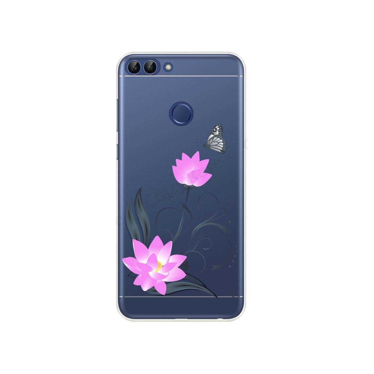 Coque Huawei P Smart 2018 souple motif Fleur de lotus et papillon- Crazy Kase