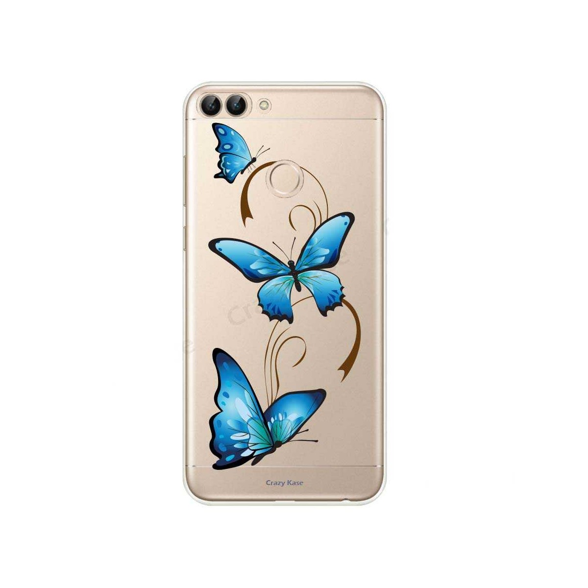 Coque Huawei P Smart 2018 souple motif Papillon sur Arabesque - Crazy Kase
