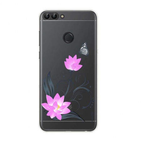 Coque Huawei P Smart 2018 souple motif Fleur de lotus et papillon- Crazy Kase