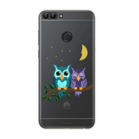 Coque Huawei P Smart 2018 souple motif chouettes au clair de lune - Crazy Kase