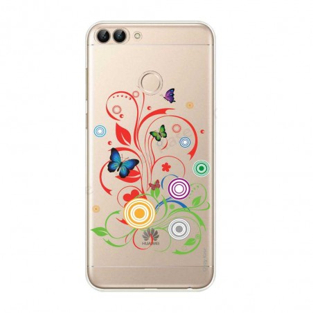 Coque Huawei P Smart souple motif Papillons et Cercles - Crazy Kase