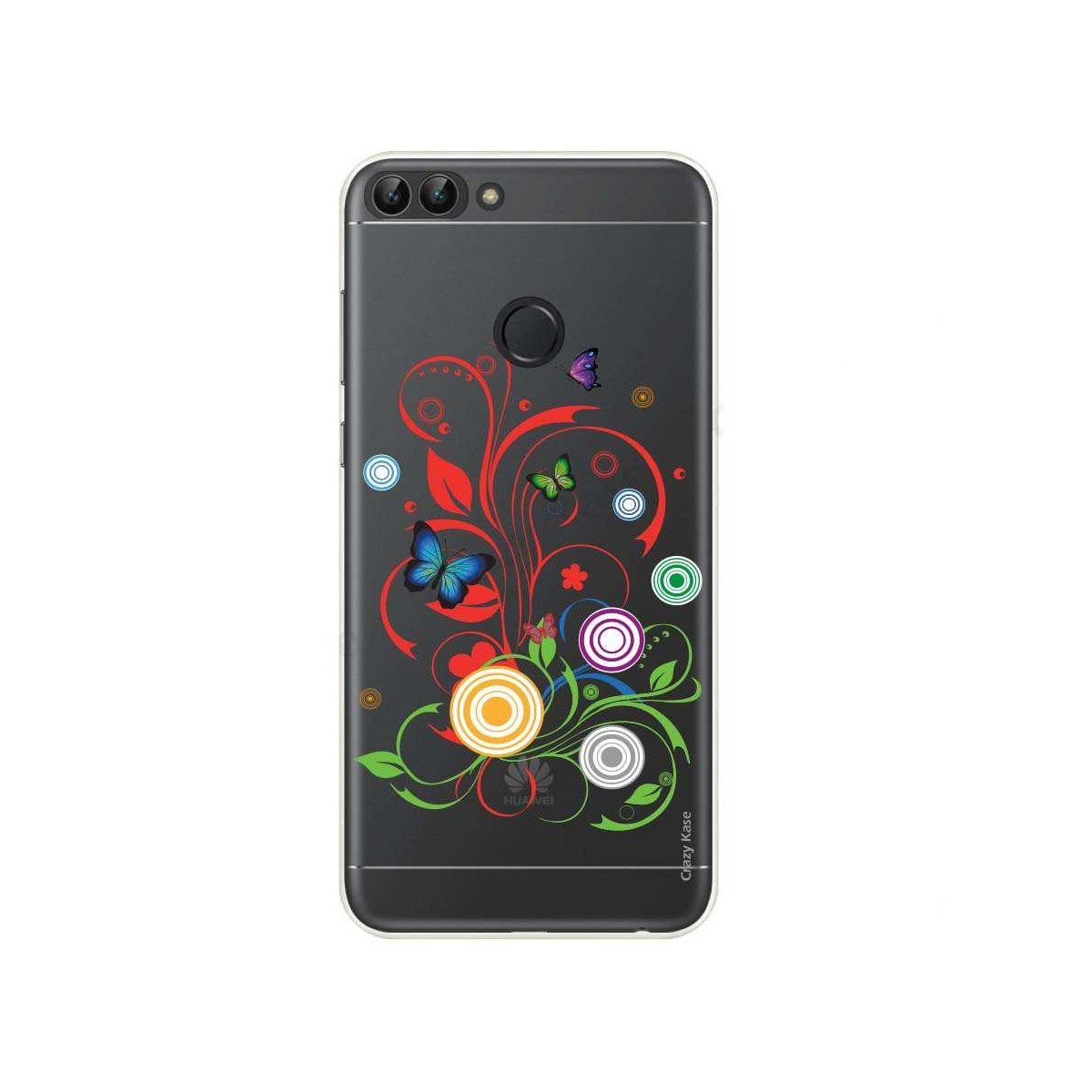 Coque Huawei P Smart souple motif Papillons et Cercles - Crazy Kase