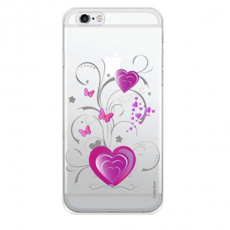 Coque iPhone 6 / 6s souple motif Cœur et papillon - Crazy Kase