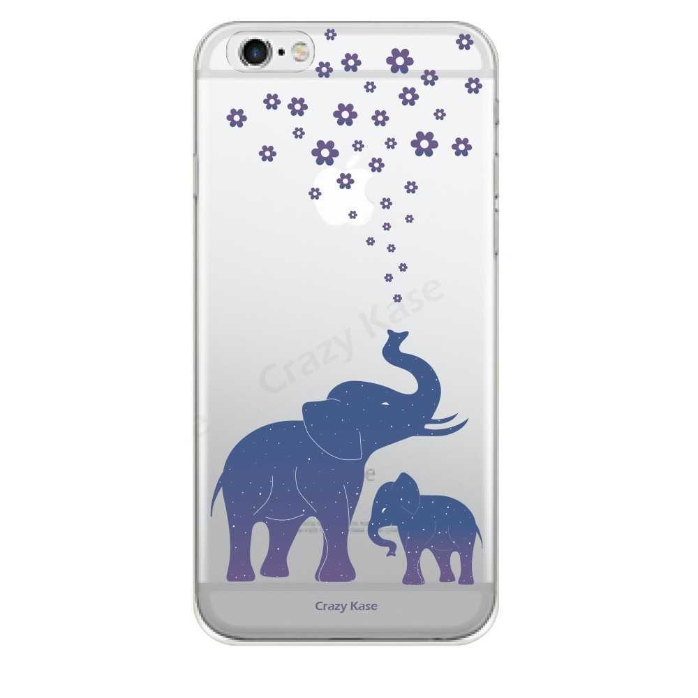 Coque iPhone 6 Plus / 6s Plus Transparente souple motif Eléphant Bleu - Crazy Kase