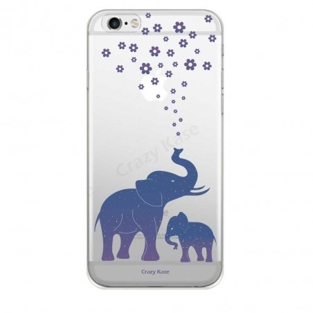 Coque iPhone 6 Plus / 6s Plus Transparente souple motif Eléphant Bleu - Crazy Kase