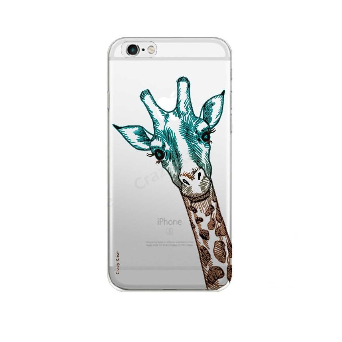 Coque iPhone 6 / 6s Transparente souple motif Tête de Girafe - Crazy Kase