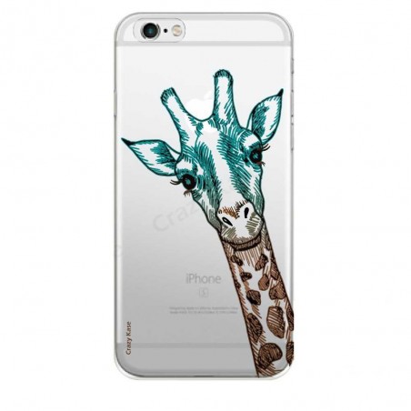 Coque iPhone 6 / 6s Transparente souple motif Tête de Girafe - Crazy Kase