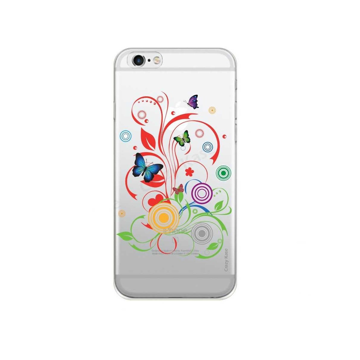 Coque iPhone 6 / 6s transparente souple motif Papillons et Cercles - Crazy Kase